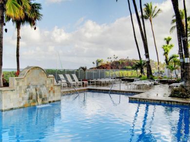 Poolside lounging area